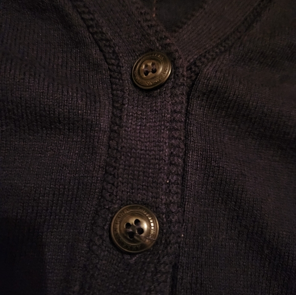 American Eagle Knit Button Cardigan Sweater Vest Short Sleeve Navy Blue Small - Picture 5 of 8